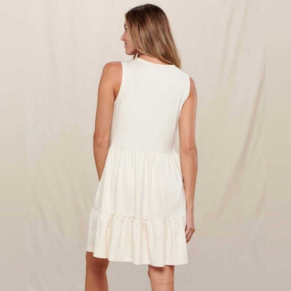 NWT Toad&Co Organic Cotton & Tencel Salt Ivory Marley Tiered Dress W Pockets - Picture 2 of 4